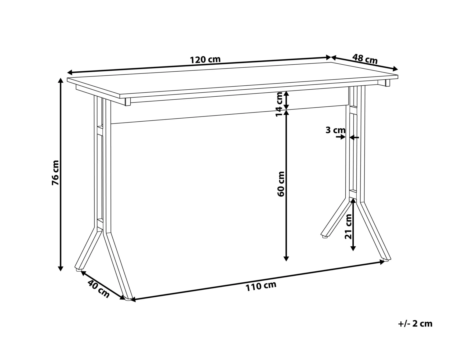 Home Office Desk 120 X 48 Cm Dark Wood With Black CREEK - Image 8