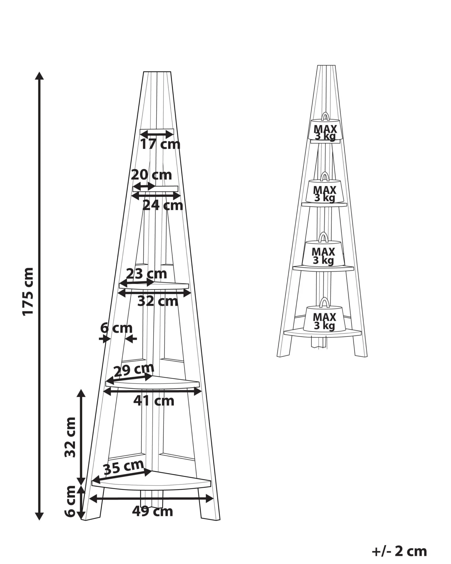 4 Tier Corner Ladder Shelf Dark Wood MOBILE SOLO - Image 8