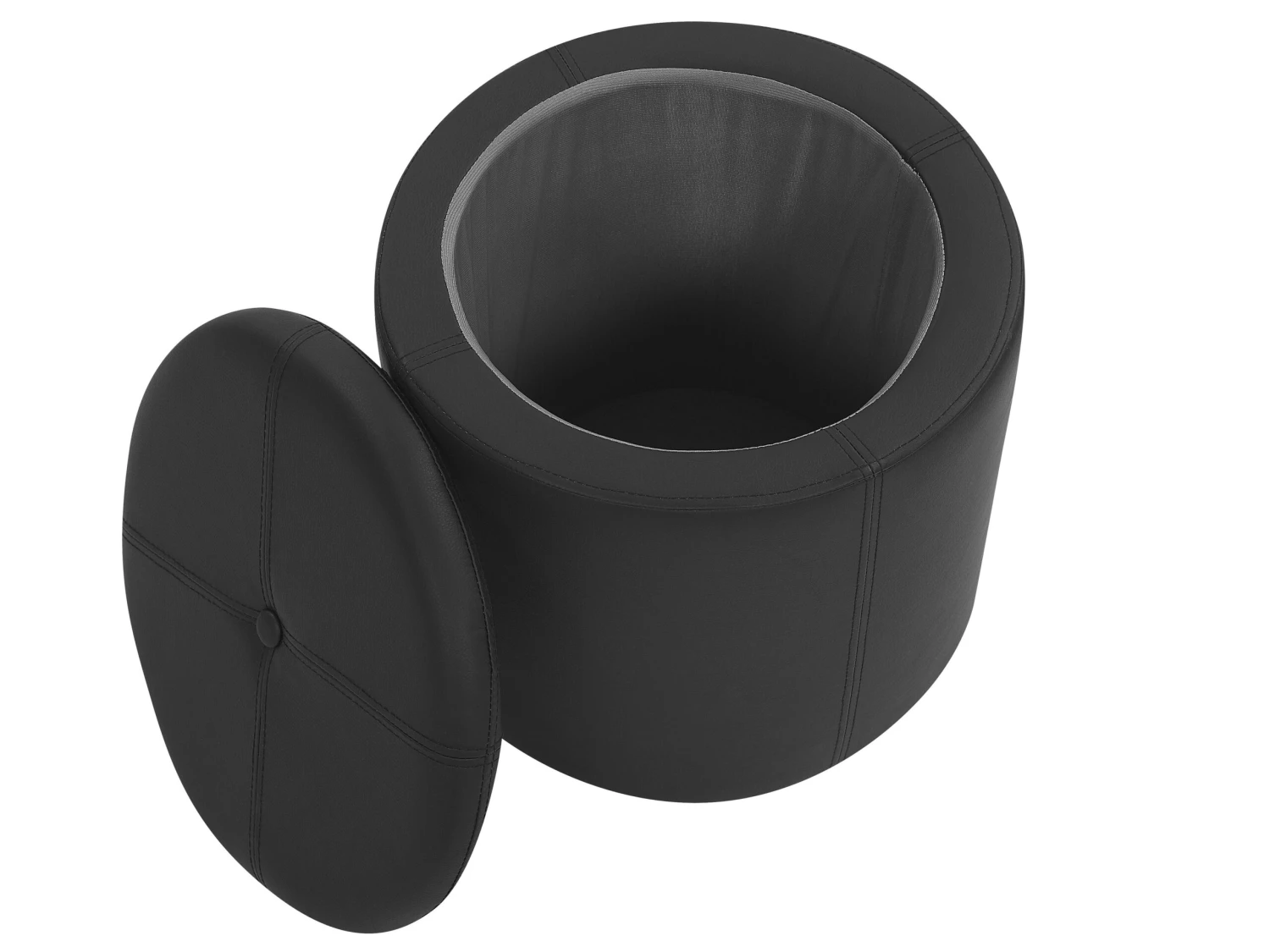 Faux Leather Storage Pouffe Black MARYLAND - Image 5