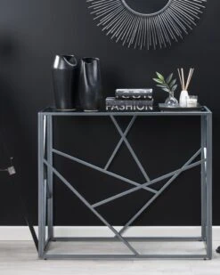 Glass Top Console Table Silver ORLAND -Cheap Furniture Store undef src sa picid 766709 type color image