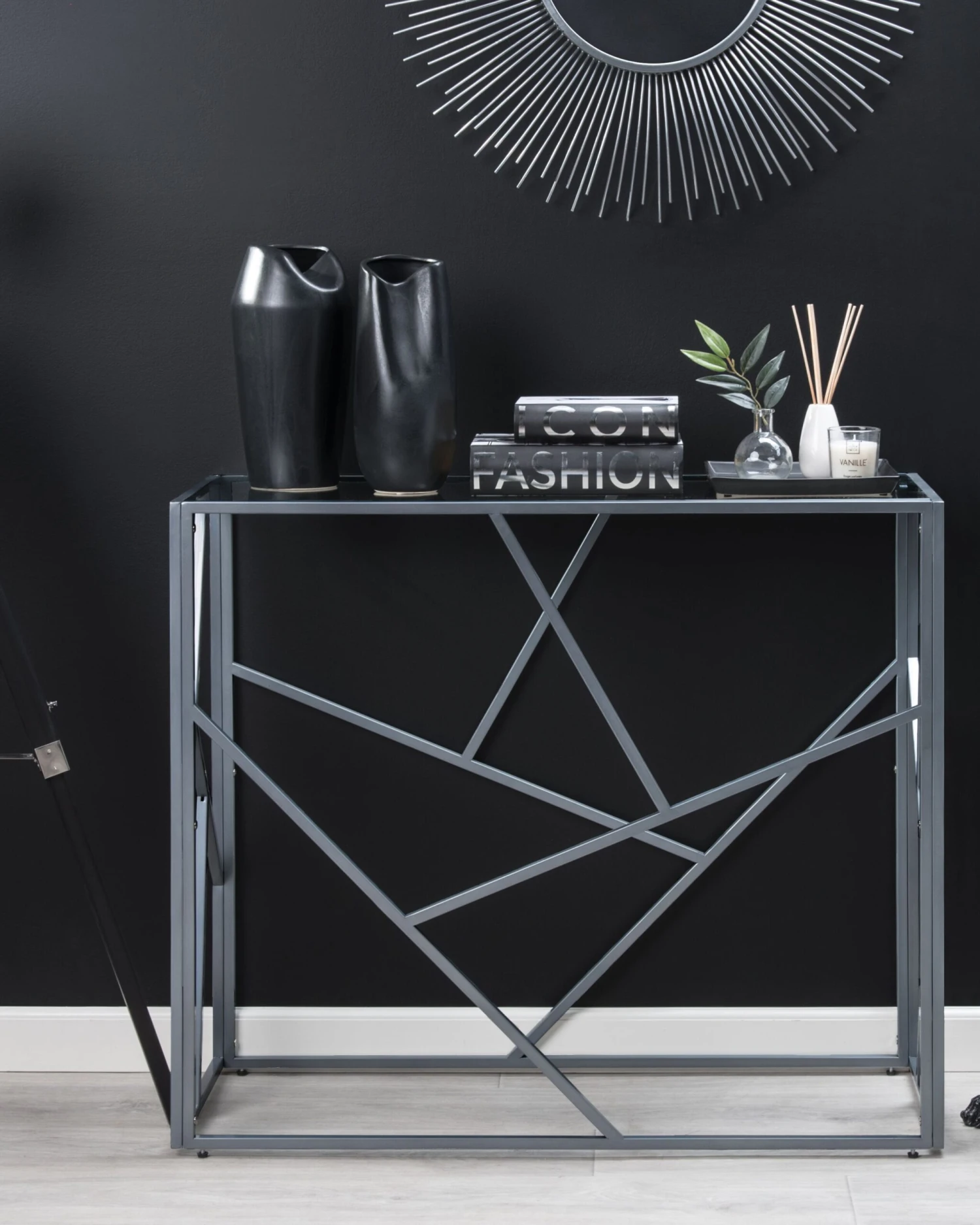 Glass Top Console Table Silver ORLAND - Image 2