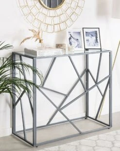 Glass Top Console Table Silver ORLAND -Cheap Furniture Store undef src sa picid 766711 type whitesh image