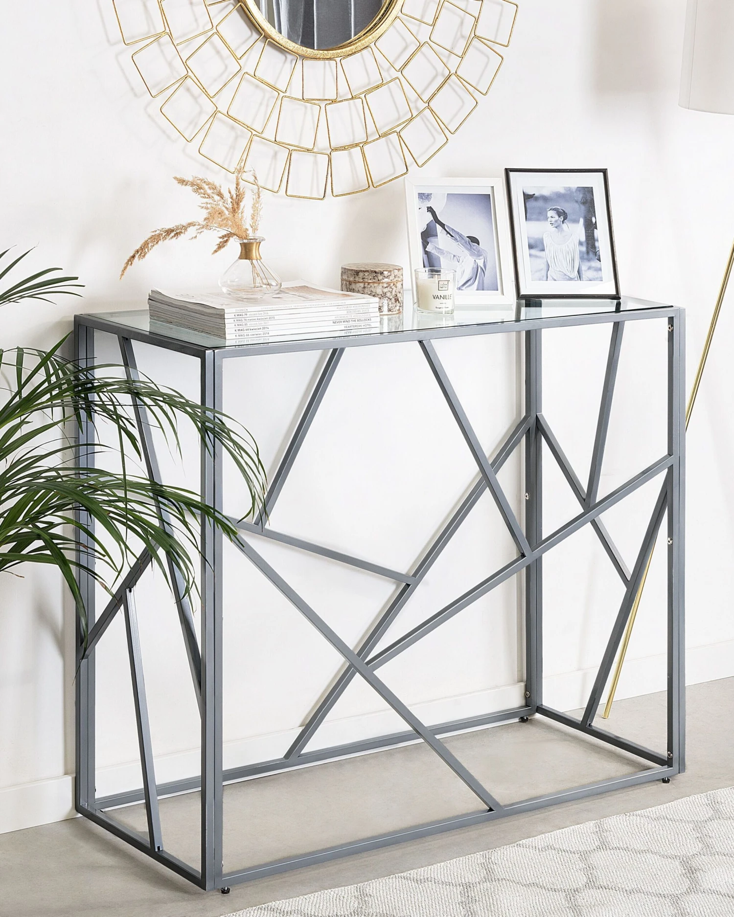 Glass Top Console Table Silver ORLAND - Image 3