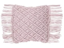 Set Of 2 Cotton Macramé Cushions With Tassels 40 X 40 Cm Pink YANIKLAR -Cheap Furniture Store undef src sa picid 768953 type whitesh image