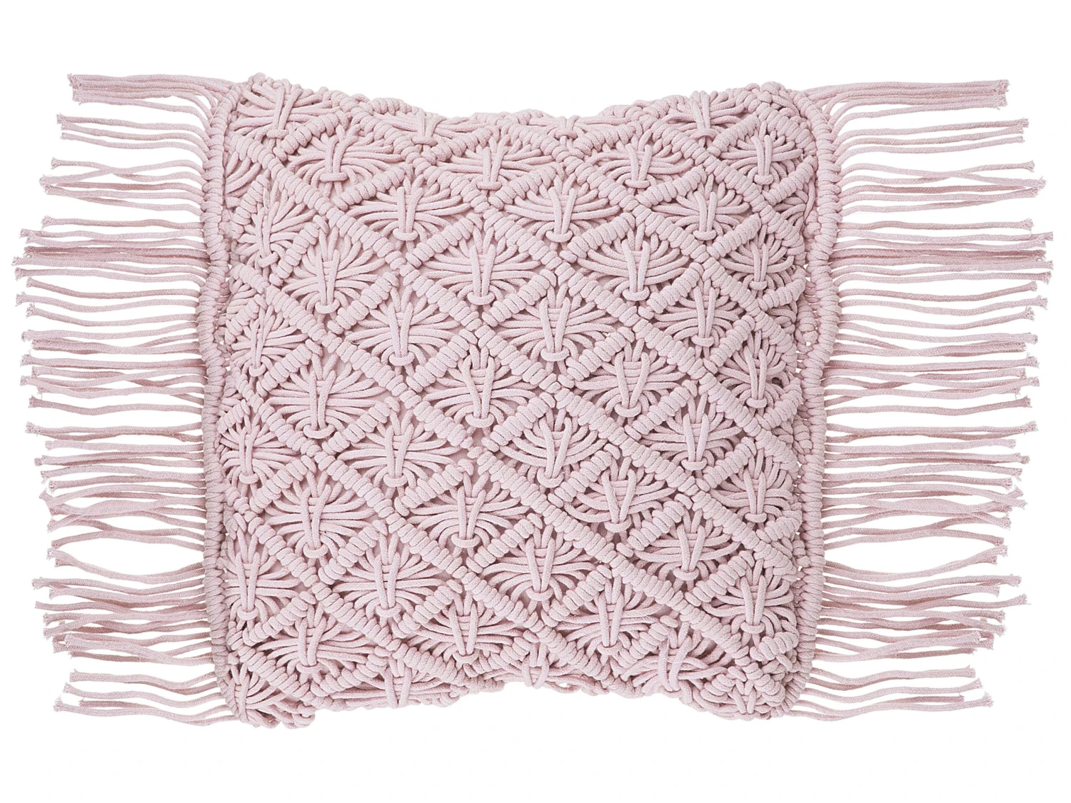 Set Of 2 Cotton Macramé Cushions With Tassels 40 X 40 Cm Pink YANIKLAR - Image 3