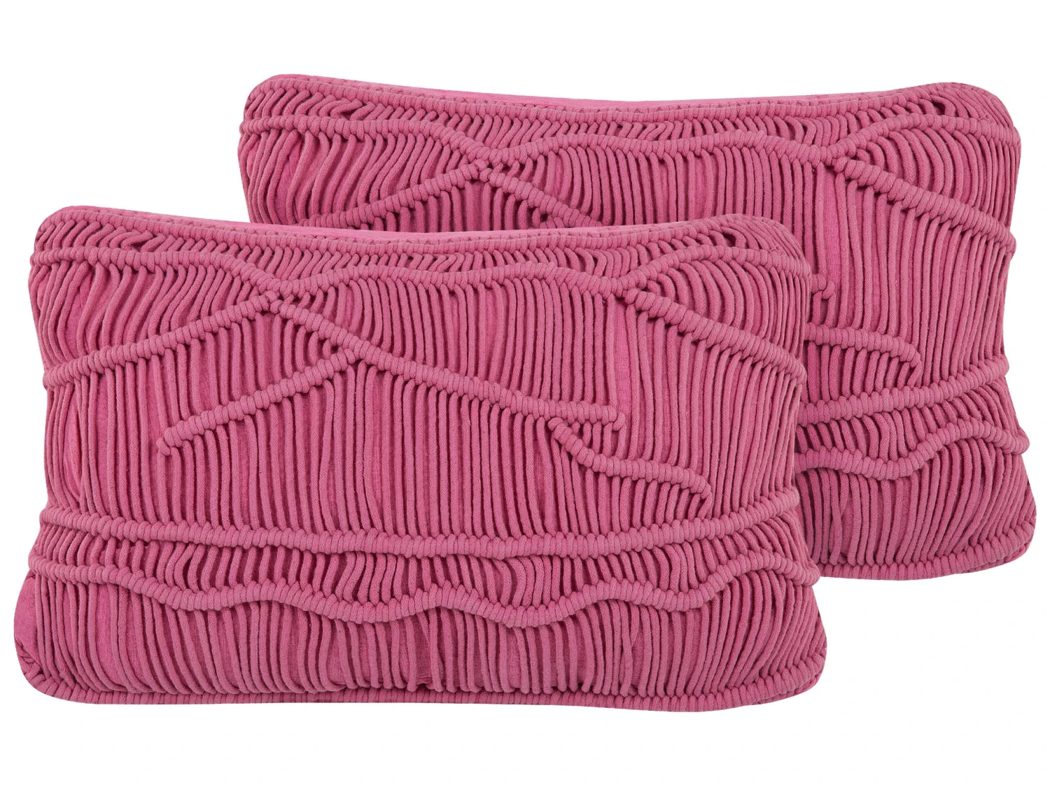 Set Of 2 Cotton Cushions Macrame 30 X 50 Cm Pink KIRIS