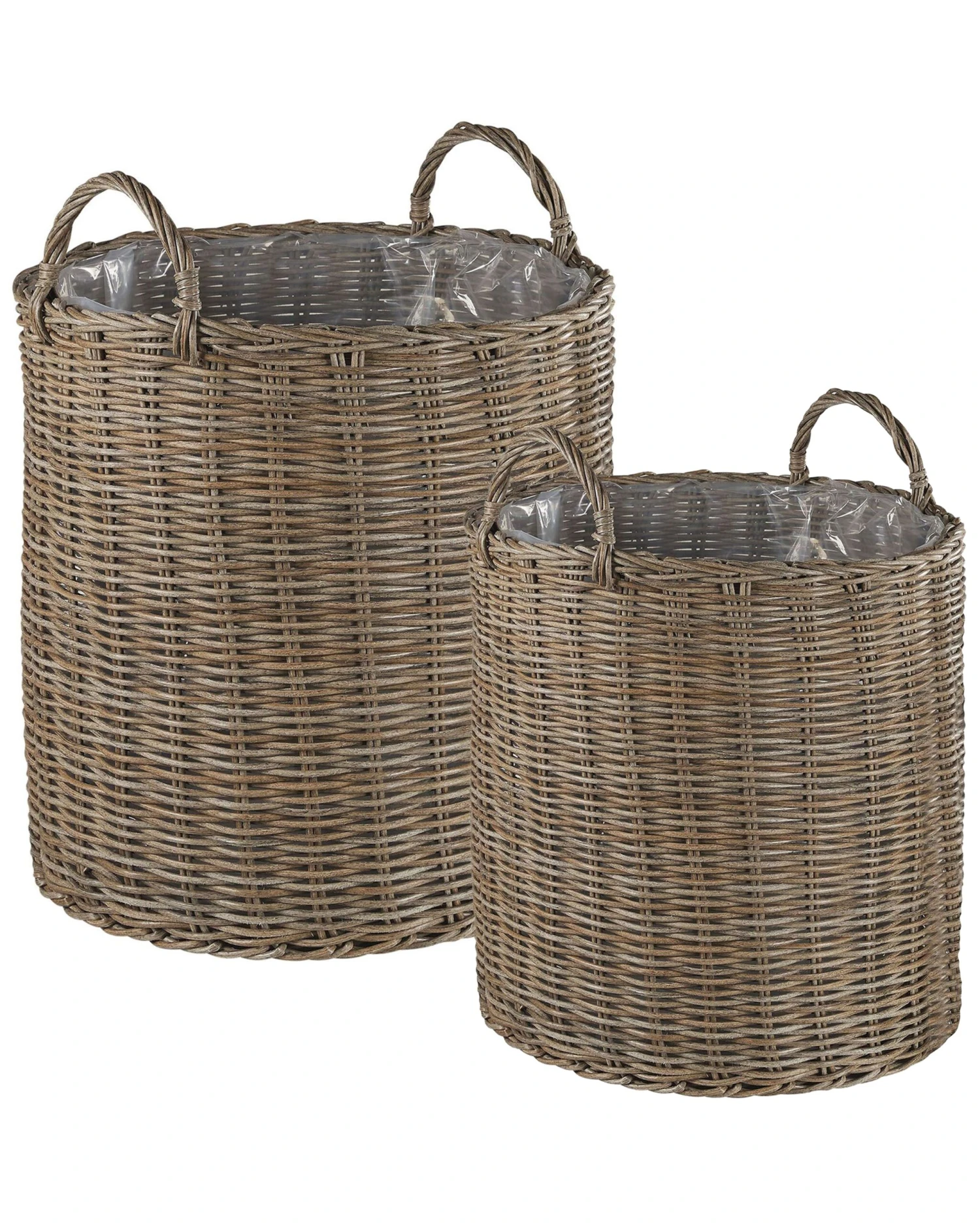 Set Of 2 PE Rattan Plant Baskets Brown BITOLA 3 Set Of 2 PE Rattan Plant Baskets Brown BITOLA
