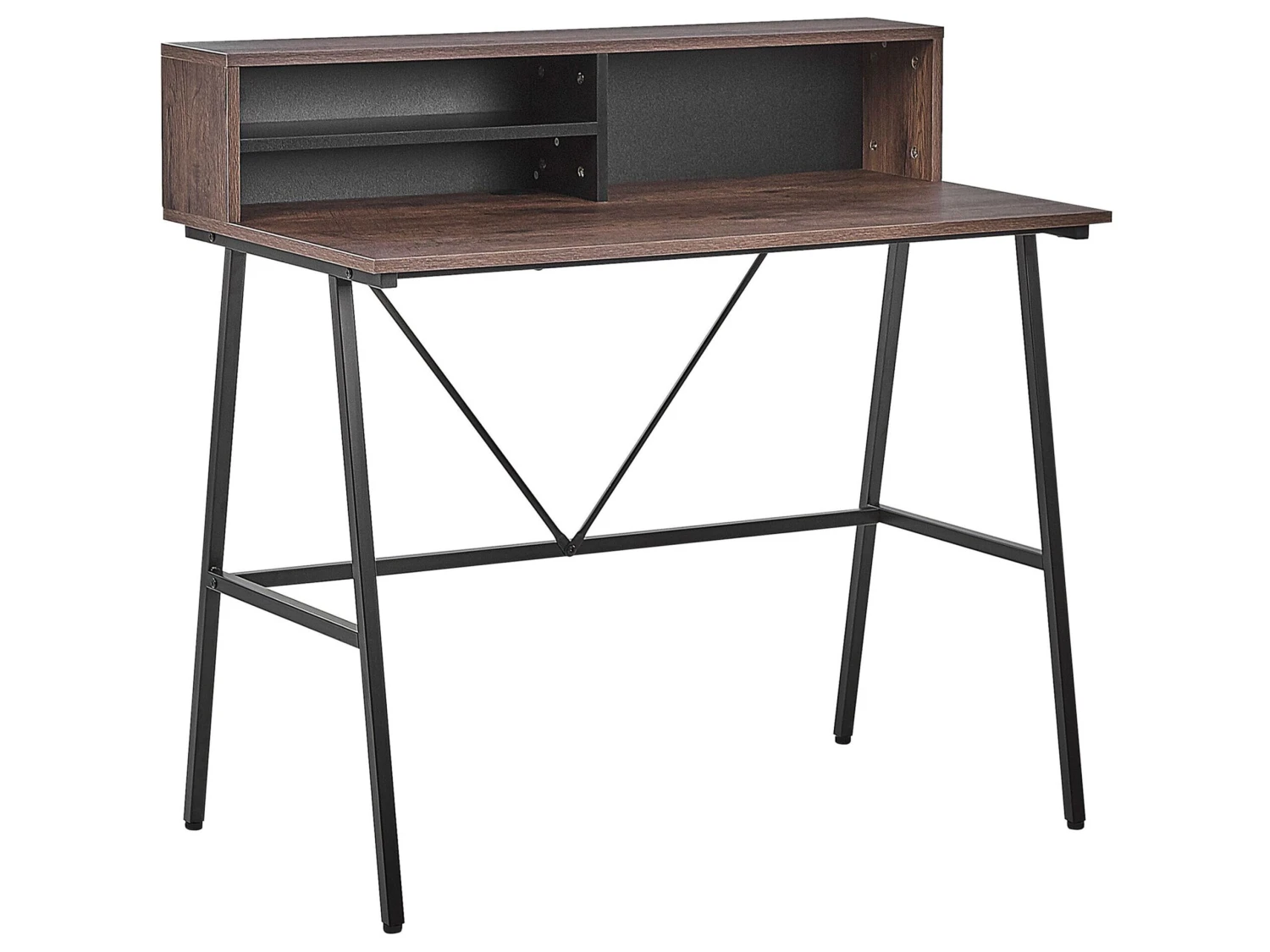 Home Office Desk With Shelves 100 X 50 Cm Dark Wood HARISON 3 Home Office Desk With Shelves 100 X 50 Cm Dark Wood HARISON