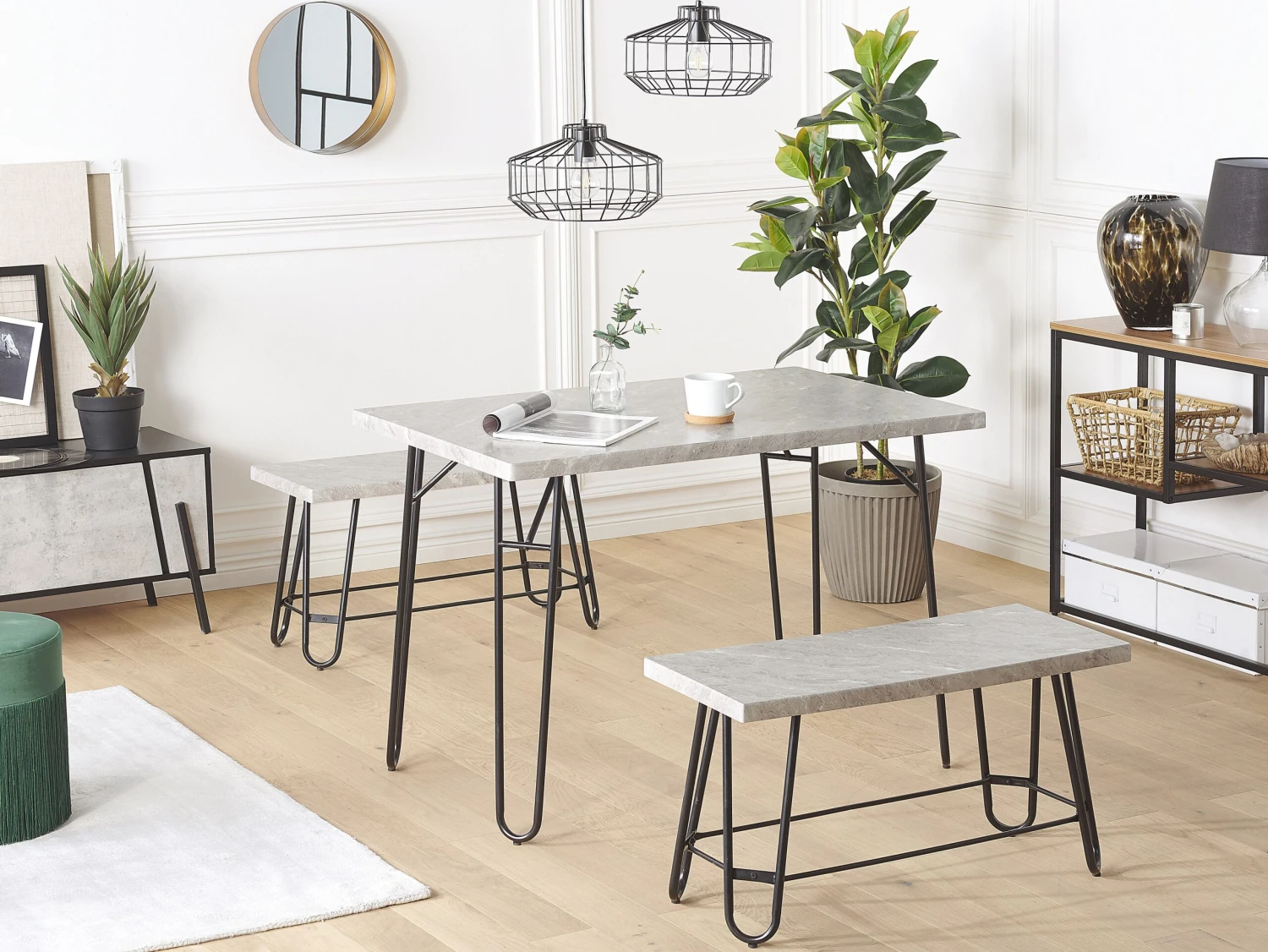 4 Seater Dining Set Grey And Black KEMPTON - Image 2