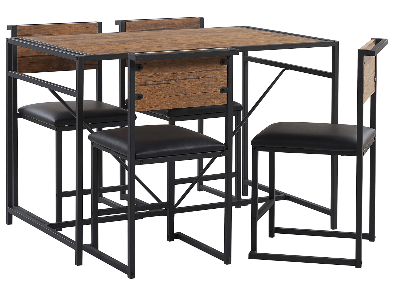 4 Seater Dining Set Dark Wood With Black BURTON - Image 3