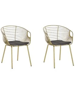 Set Of 2 Metal Accent Chairs Gold HOBACK