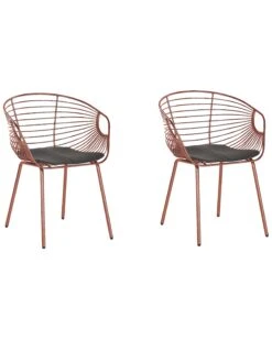 Set Of 2 Metal Accent Chairs Copper HOBACK