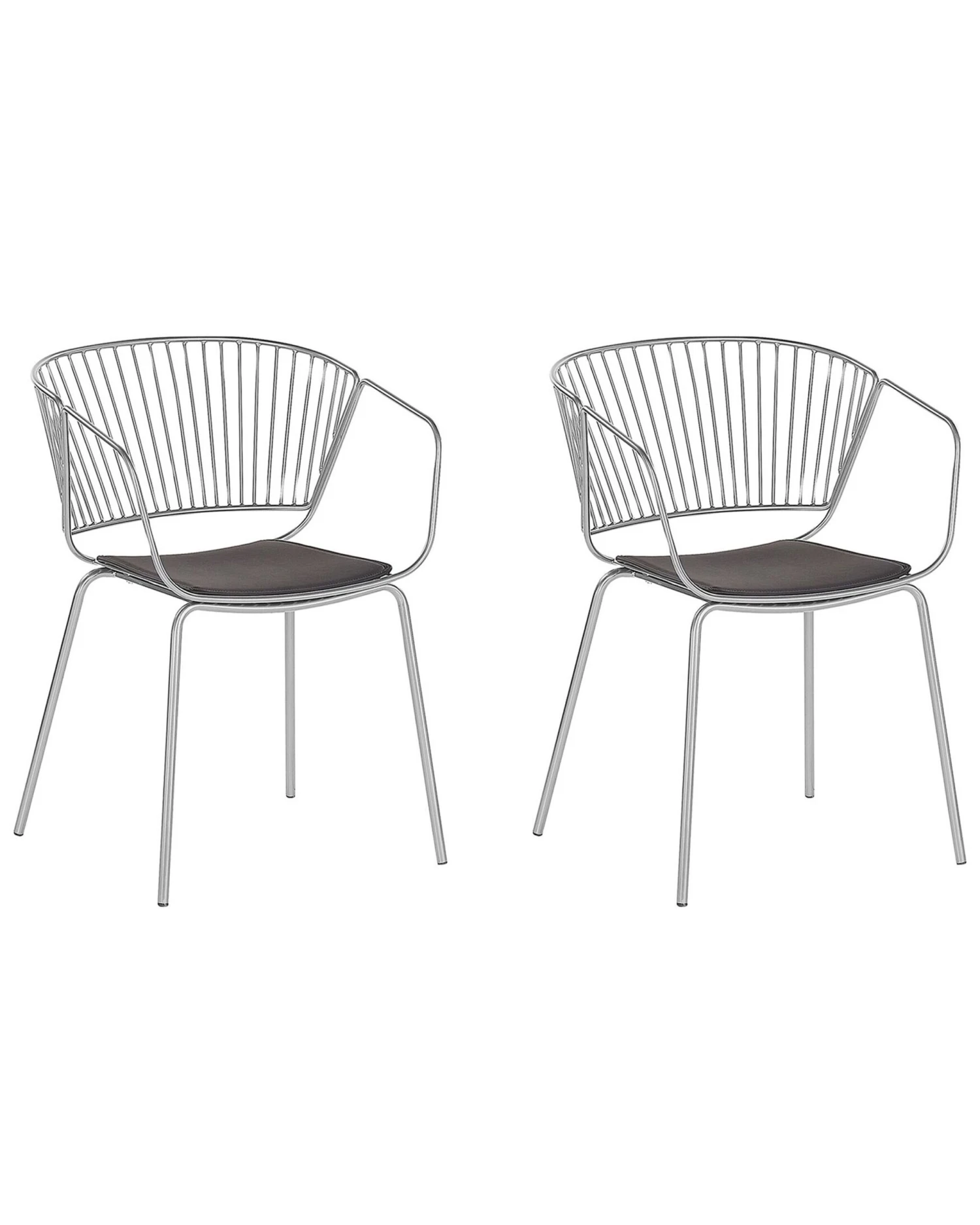 Set Of 2 Metal Accent Chairs Silver RIGBY 3 Set Of 2 Metal Accent Chairs Silver RIGBY