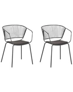 Set Of 2 Metal Accent Chairs Black RIGBY