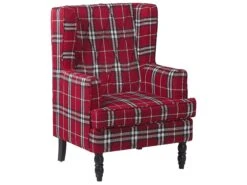 Armchair With Footstool Chequered Pattern Red And Black SANDSET -Cheap Furniture Store undef src sa picid 776336 type whitesh image