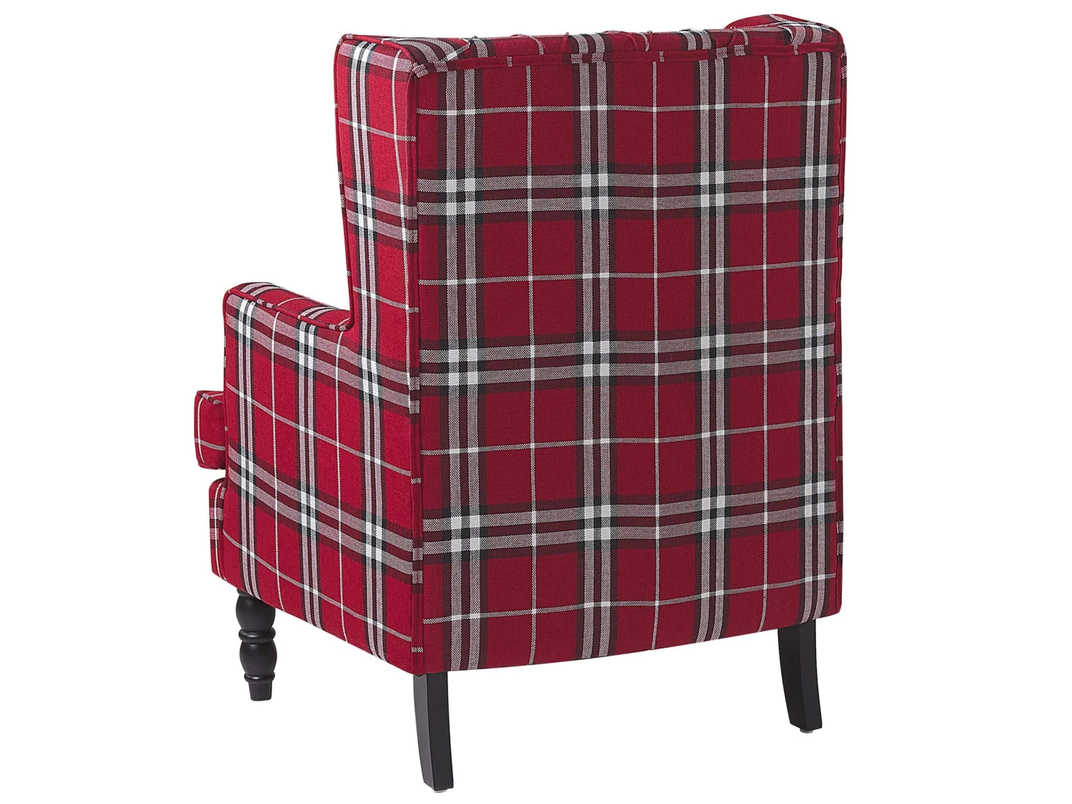 Armchair With Footstool Chequered Pattern Red And Black SANDSET - Image 5