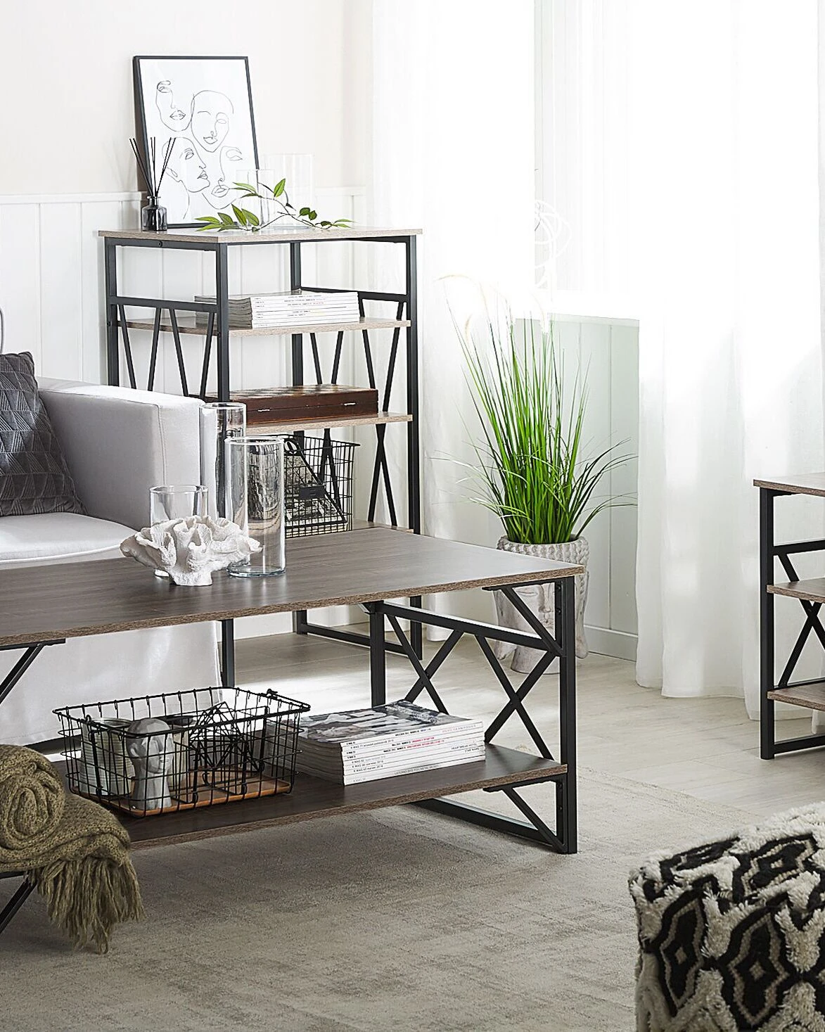 3 Tier Bookshelf Taupe KEENE - Image 4