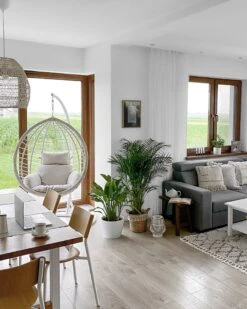 PE Rattan Hanging Chair With Stand White FANO -Cheap Furniture Store undef src sa picid 777371 type whitesh image