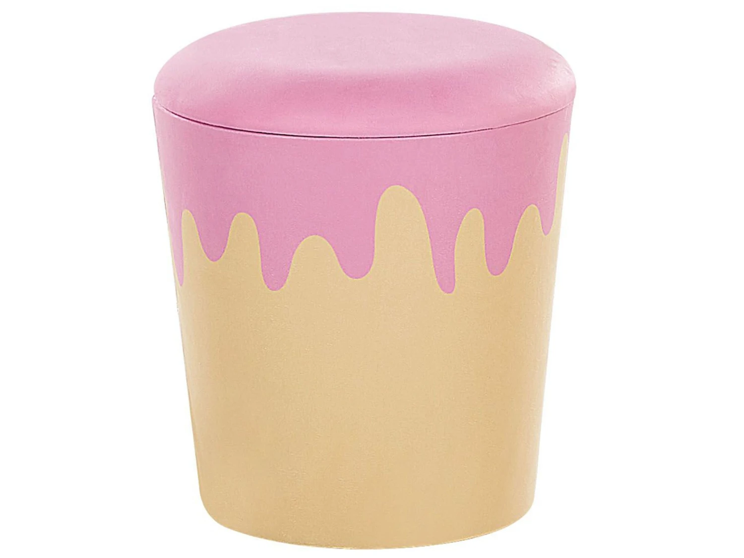 Kids Pouffe With Storage Beige And Pink MOUSEE