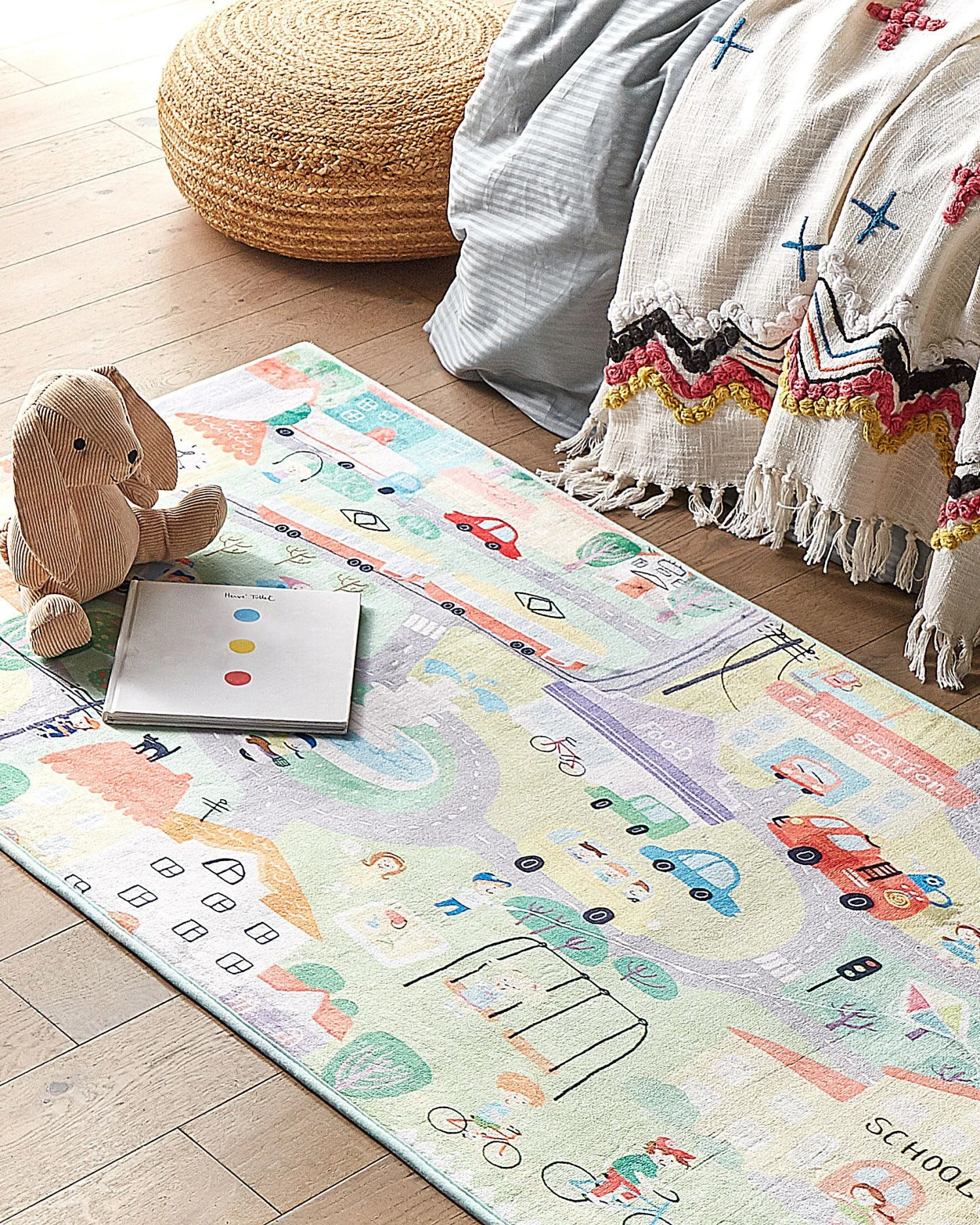Kids Rug City Print 80 X 150 Cm Green KEMER - Image 2