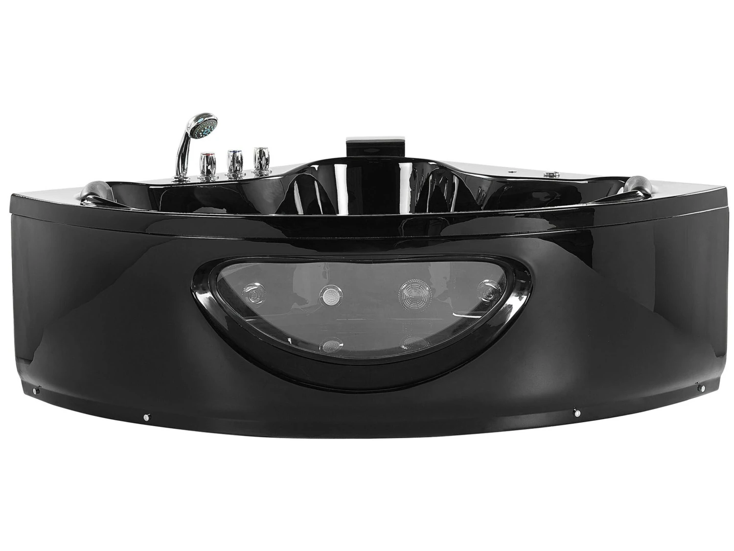 Whirlpool Corner Bath With LED Black TOCOA Various Sizes