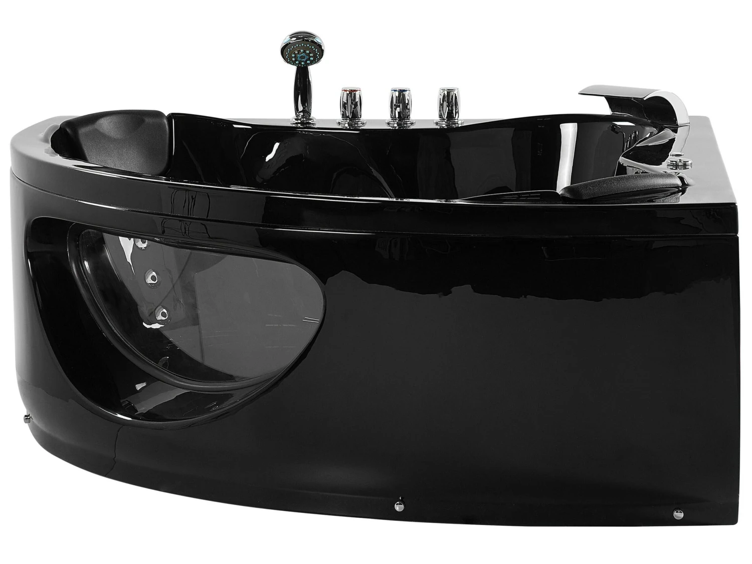 Whirlpool Corner Bath With LED Black TOCOA Various Sizes - Image 3