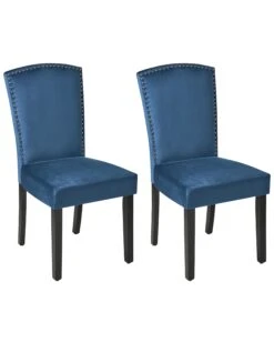 Set Of 2 Velvet Dining Chairs Blue PISECO