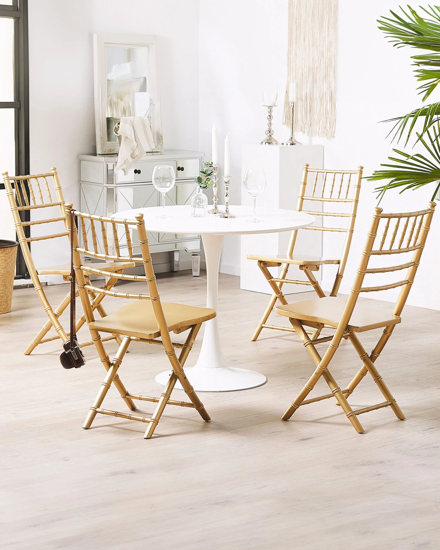 Set Of 4 Wooden Chairs Gold MACHIAS 4 Set Of 4 Wooden Chairs Gold MACHIAS - Image 2