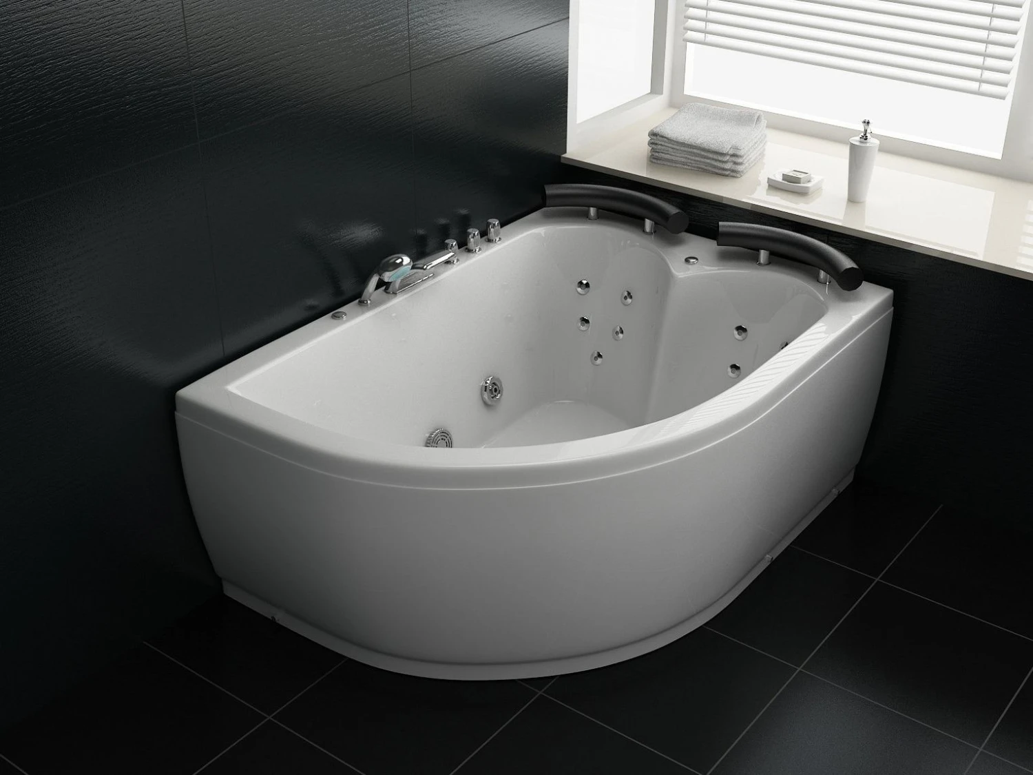 Left Hand Whirlpool Corner Bath With LED 1600 X 1130 Mm White PARADISO 5 Left Hand Whirlpool Corner Bath With LED 1600 X 1130 Mm White PARADISO - Image 3