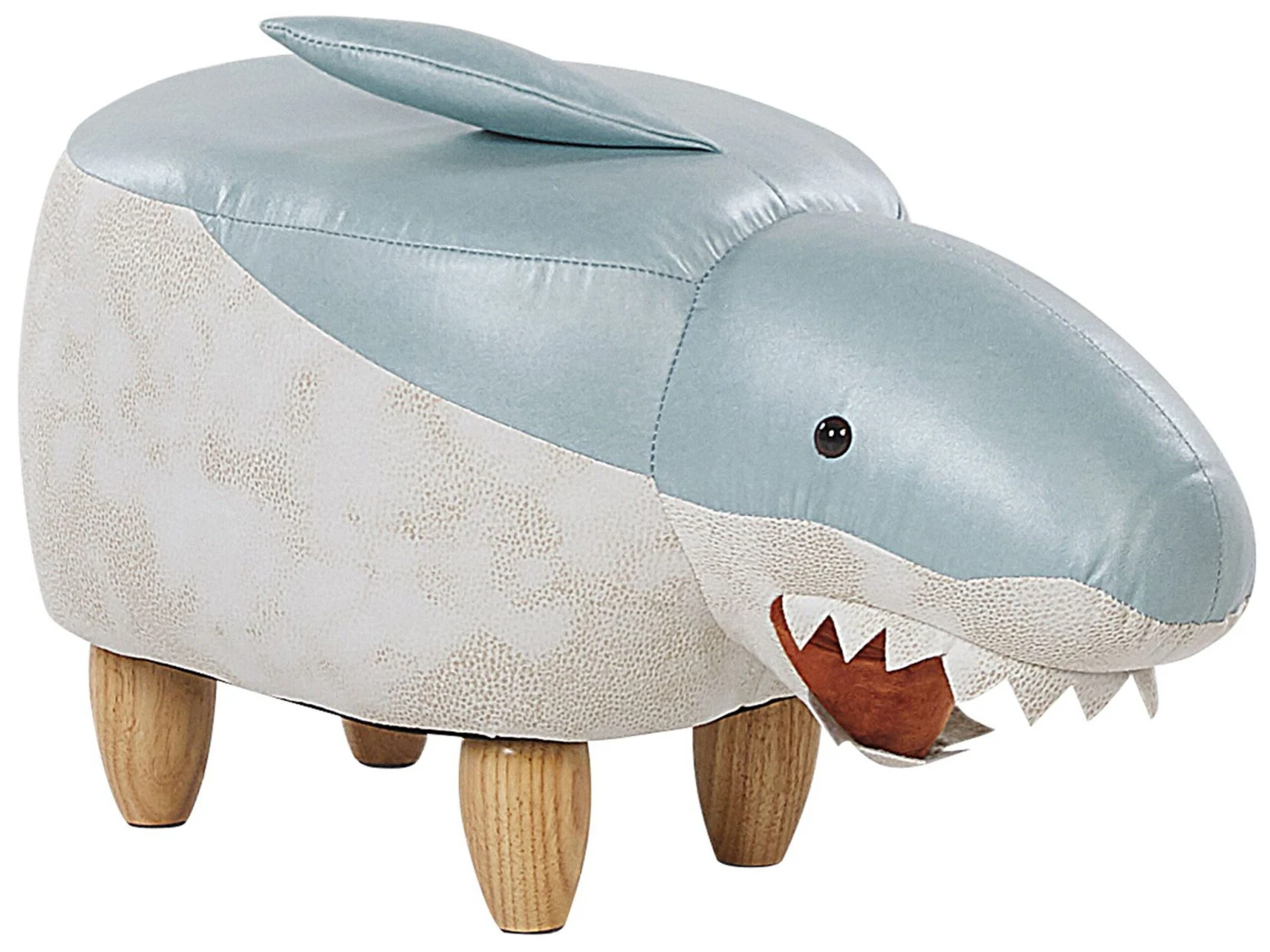 Fabric Animal Stool Blue And White SHARK
