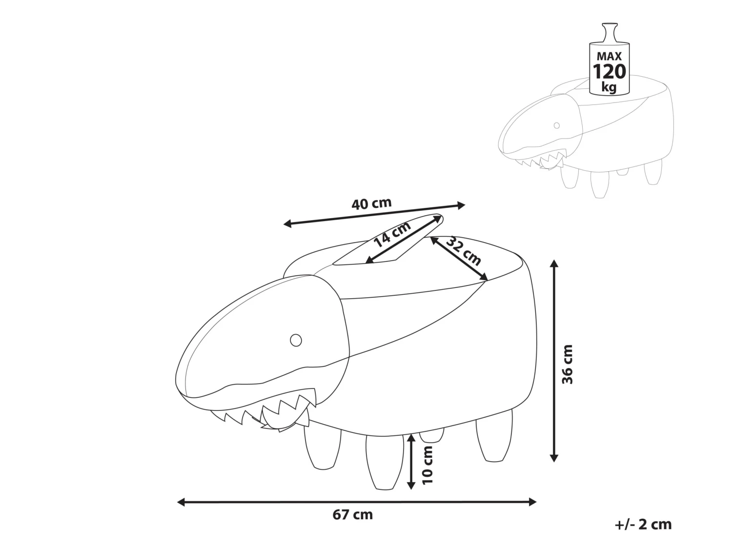 Fabric Animal Stool Blue And White SHARK - Image 8