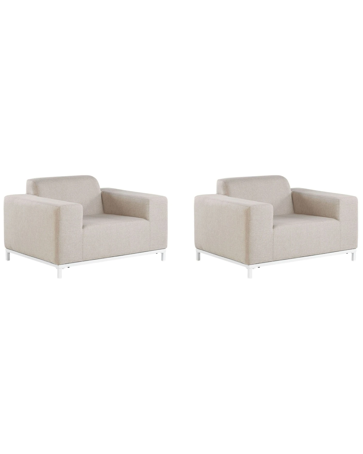Set Of 2 Garden Armchairs Beige With White ROVIGO 3 Set Of 2 Garden Armchairs Beige With White ROVIGO