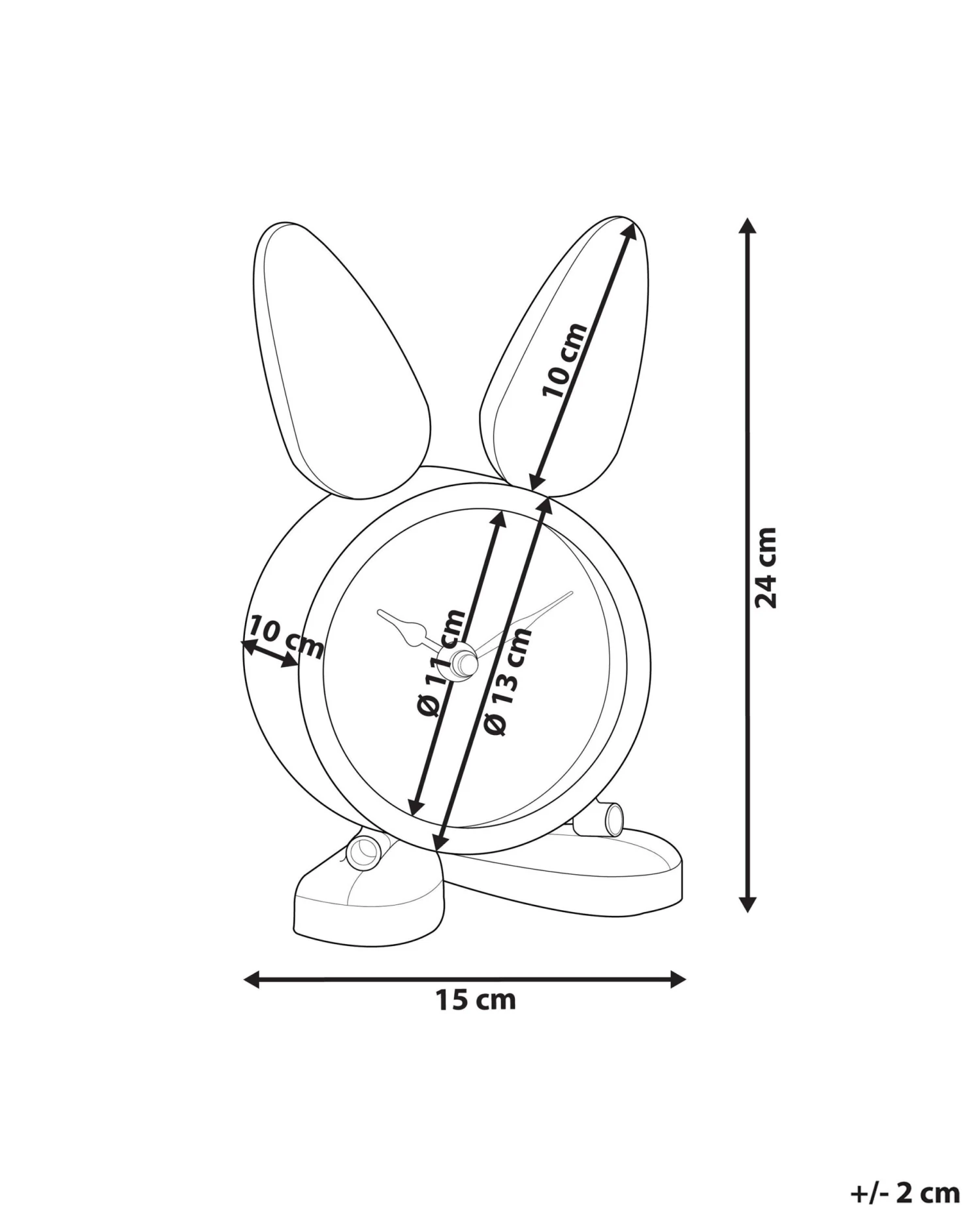 Iron Table Clock Bunny Silver THUSIS - Image 6