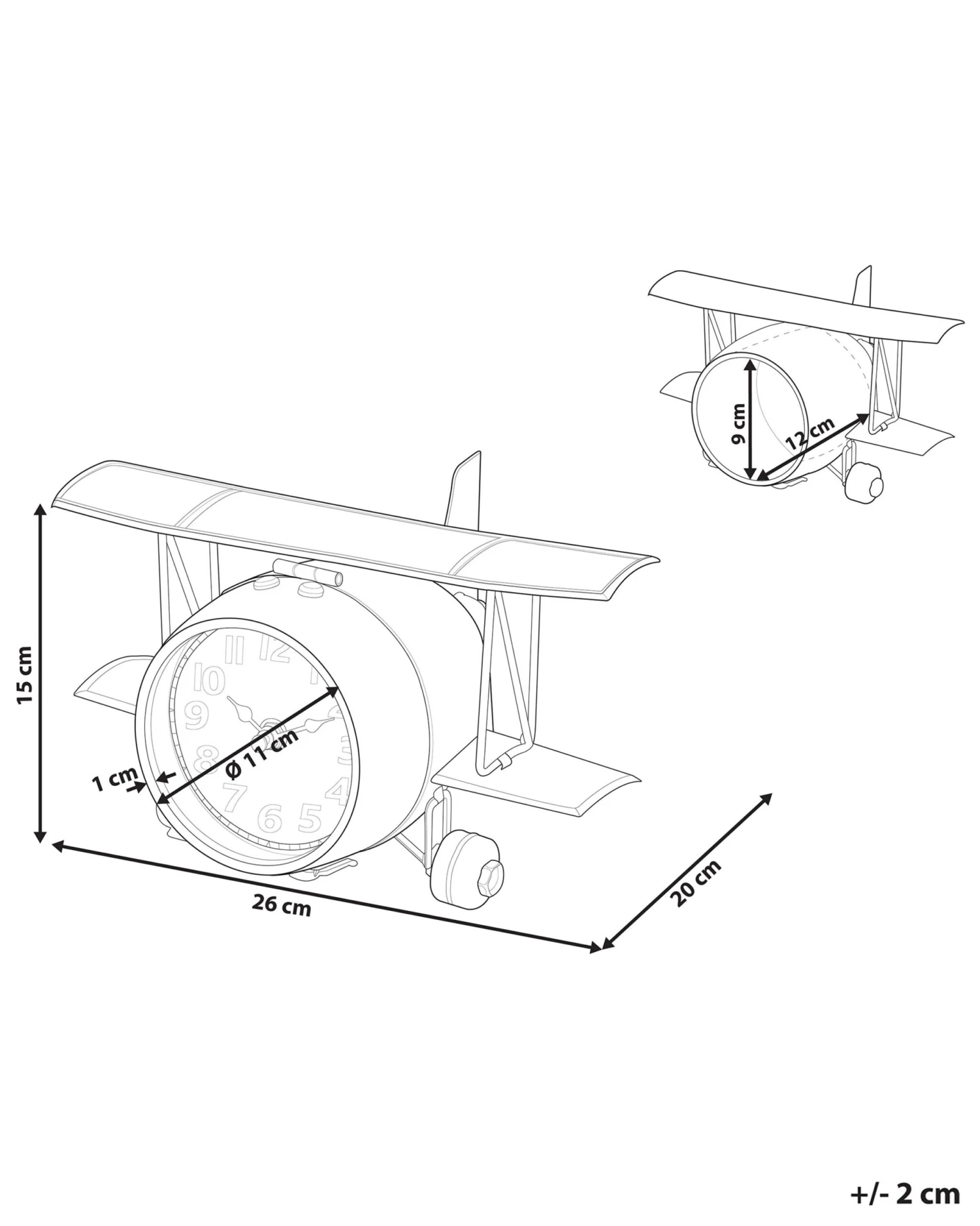 Iron Table Clock Airplane Silver STANS - Image 7