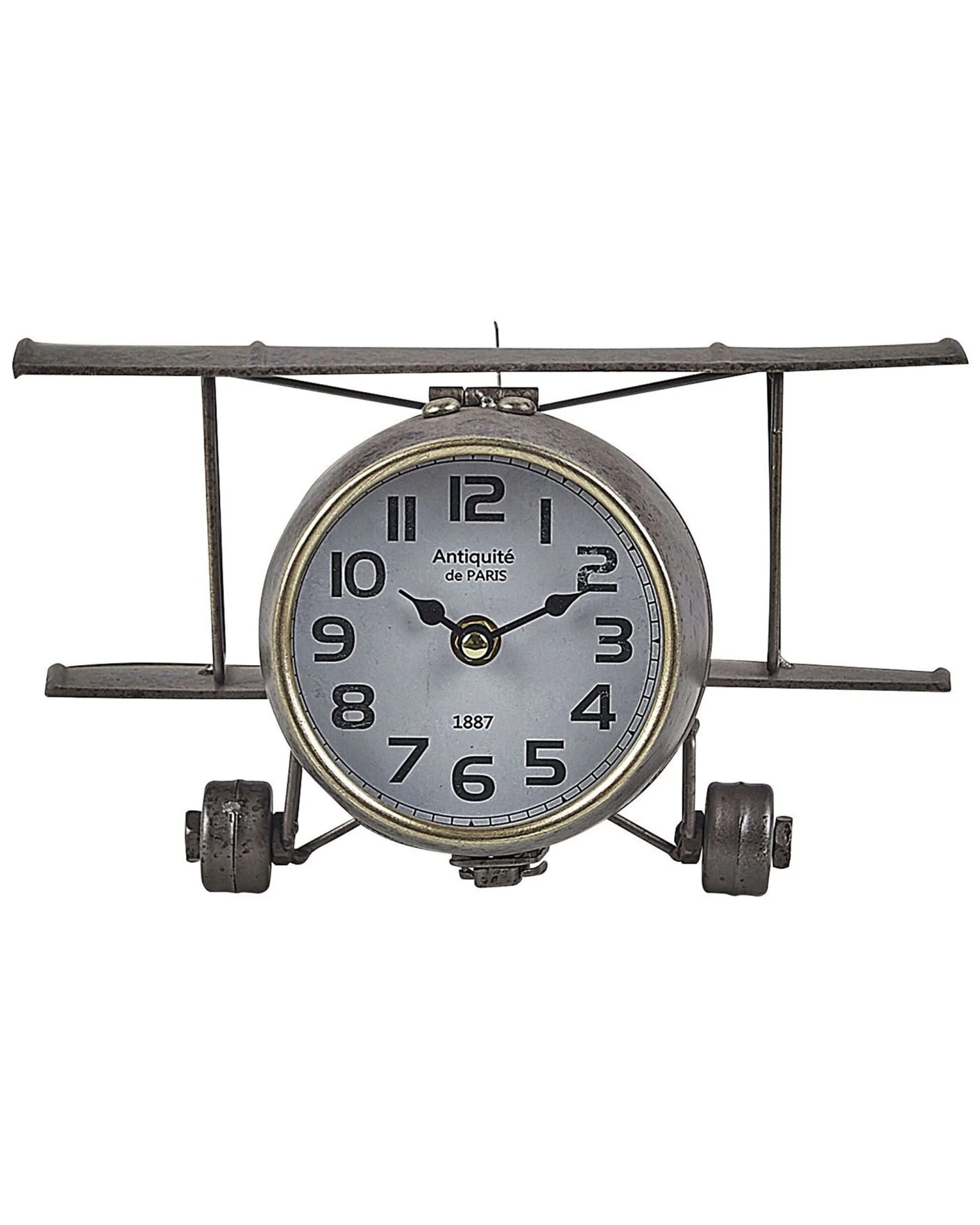 Iron Table Clock Airplane Silver STANS - Image 3