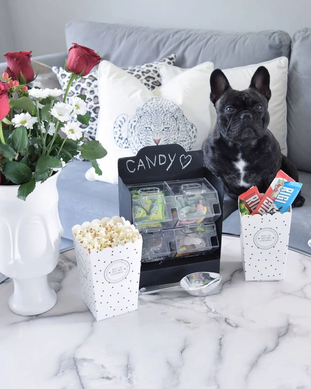 Coffee Table Marble Effect White With Silver MERIDIAN II - Image 6