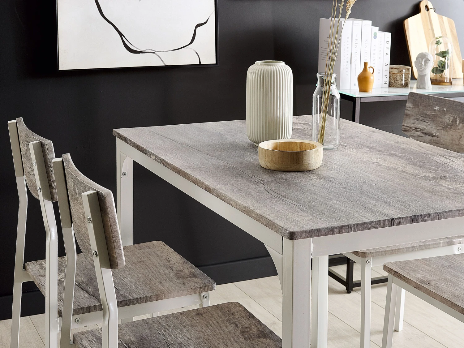 4 Seater Dining Set Grey With White BISMARCK - Image 3