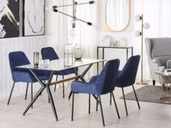 Glass Top Dining Table 140 X 80 Cm Black SACRAMENTO -Cheap Furniture Store undef src sa picid 786227 type color image