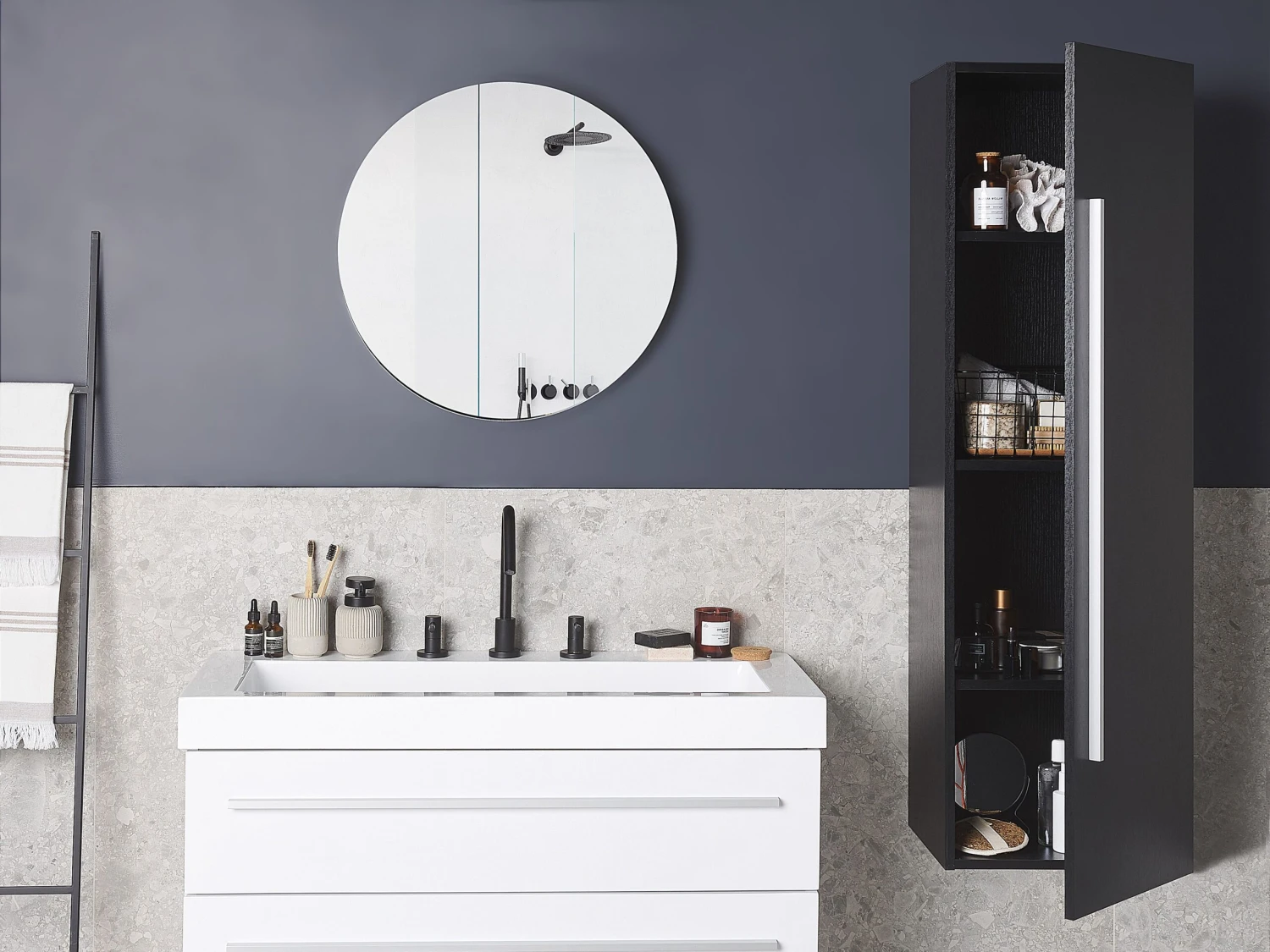 Bathroom Wall Cabinet Black MATARO - Image 3