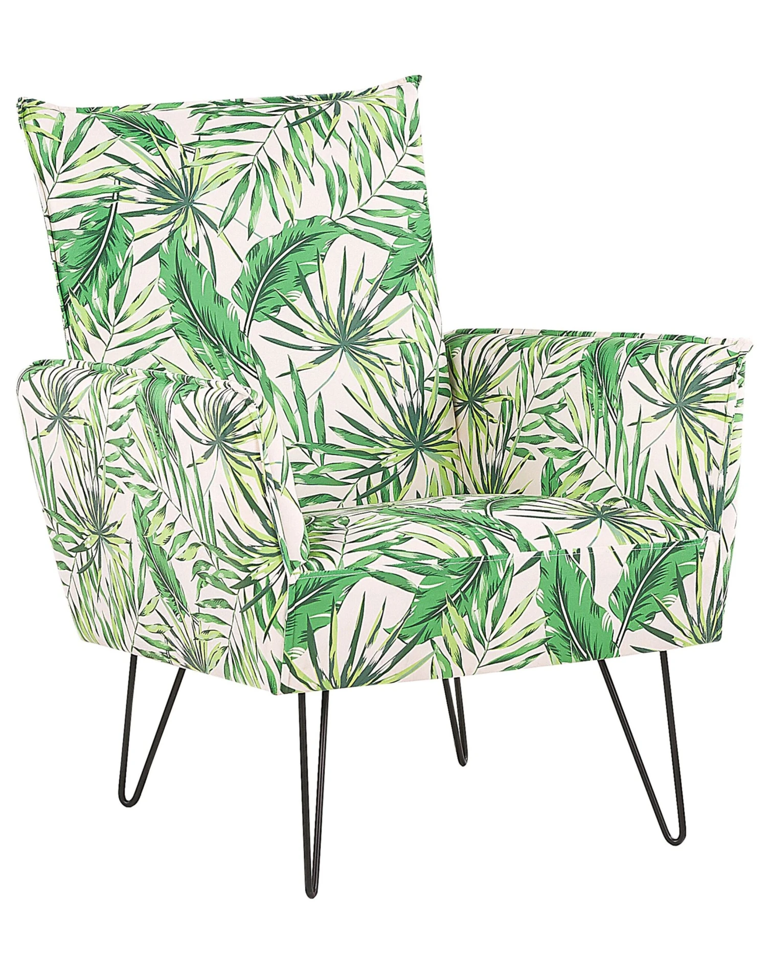 Armchair Leaf Pattern White With Green RIBE 3 Armchair Leaf Pattern White With Green RIBE
