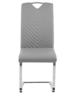Set Of 2 Faux Leather Dining Chairs Light Grey PICKNES -Cheap Furniture Store undef src sa picid 790022 type whitesh image