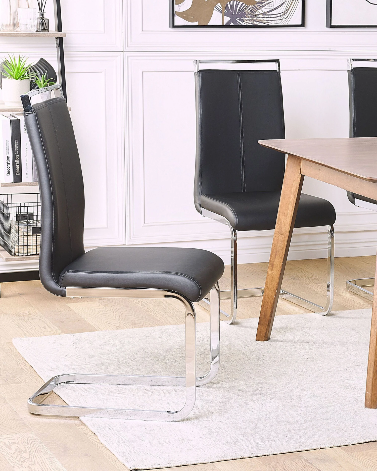 Set Of 2 Faux Leather Dining Chairs Black GREEDIN - Image 2