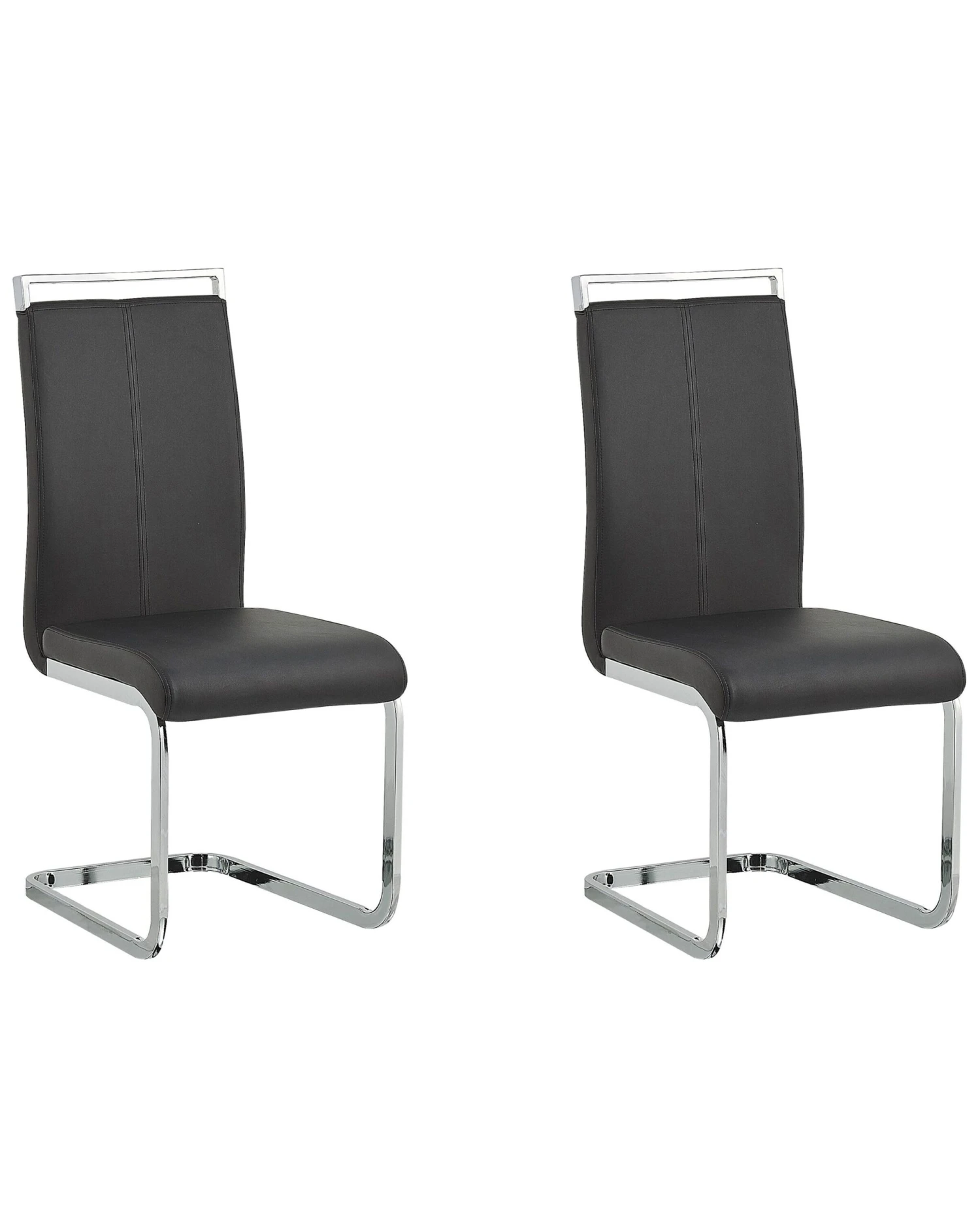 Set Of 2 Faux Leather Dining Chairs Black GREEDIN