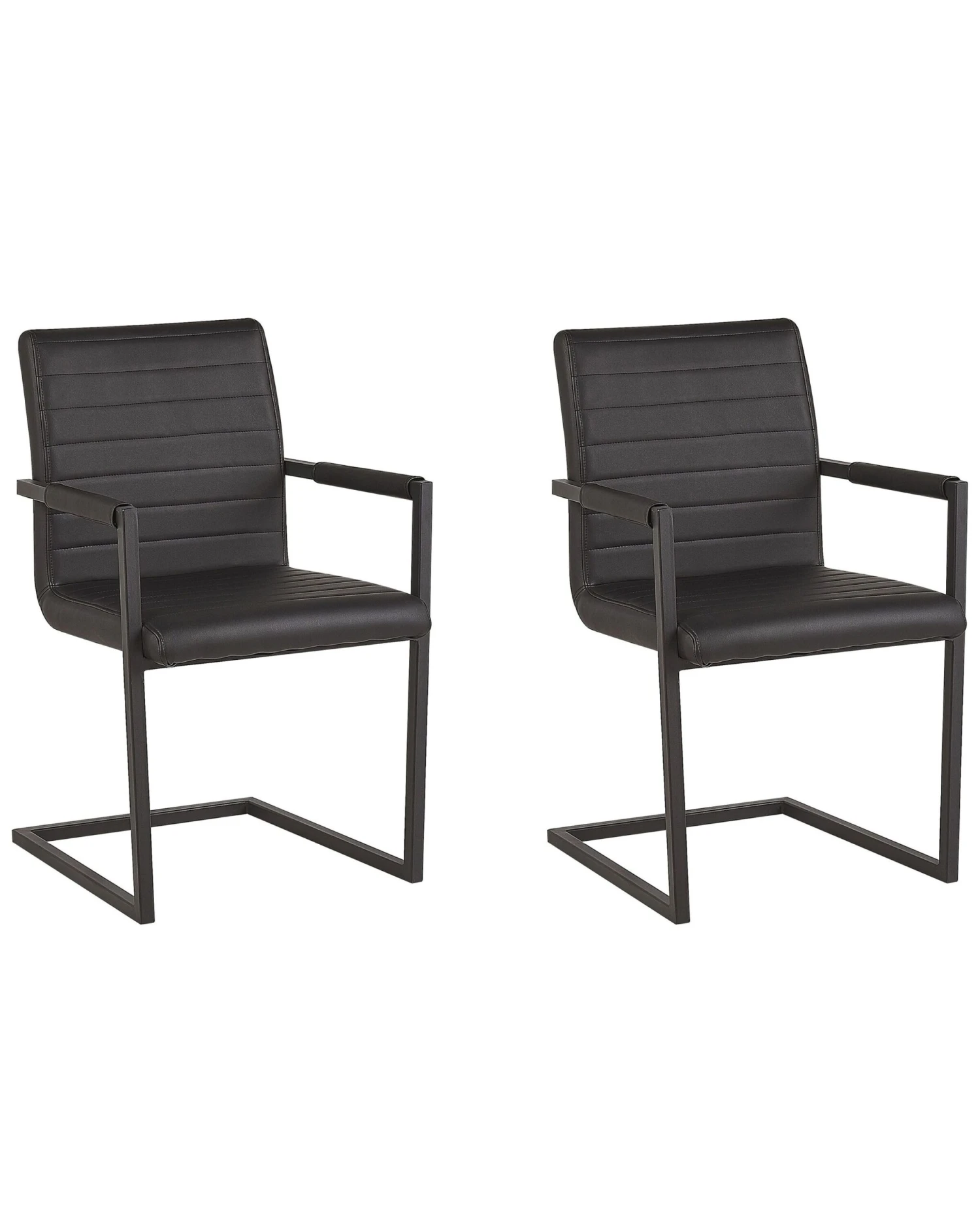 Set Of 2 Faux Leather Dining Chairs Black BUFORD