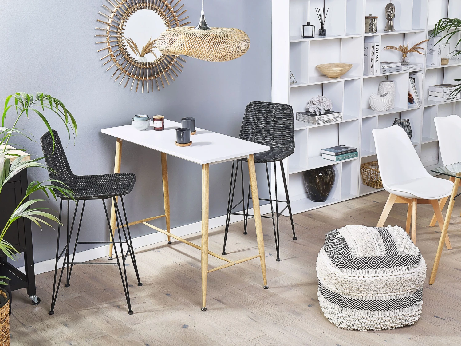 Bar Table 90 X 50 Cm White And Light Wood CHAVES - Image 2