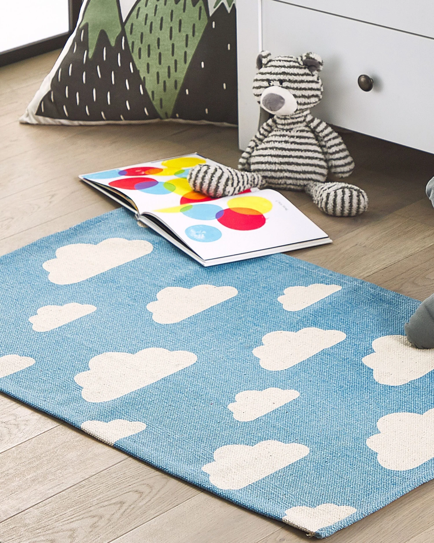 Cotton Kids Rug Cloud Print 60 X 90 Cm Blue GWALIJAR - Image 2