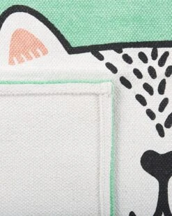 Cotton Kids Rug Cat Print 60 X 90 Cm Green HOWRAH -Cheap Furniture Store undef src sa picid 790871 type whitesh image