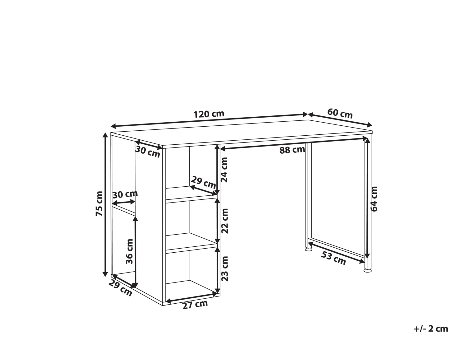 Home Office Desk With Shelves 120 X 60 Cm Dark Wood And White DESE - Image 9