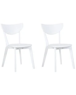 Set Of 2 Wooden Dining Chairs White ROXBY