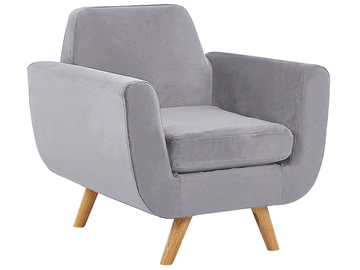 Velvet Armchair With Removable Cover Grey BERNES 3 Velvet Armchair With Removable Cover Grey BERNES
